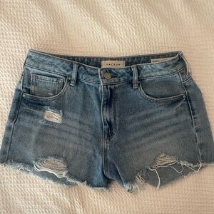 PACSUN Medium Wash Distressed Cut Offs